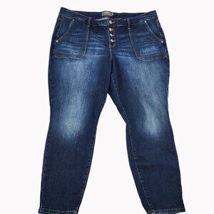 Torrid Mid Rise Skinny Vintage Stretch Jeans Womens Size 22R Blue Meas. 44x28